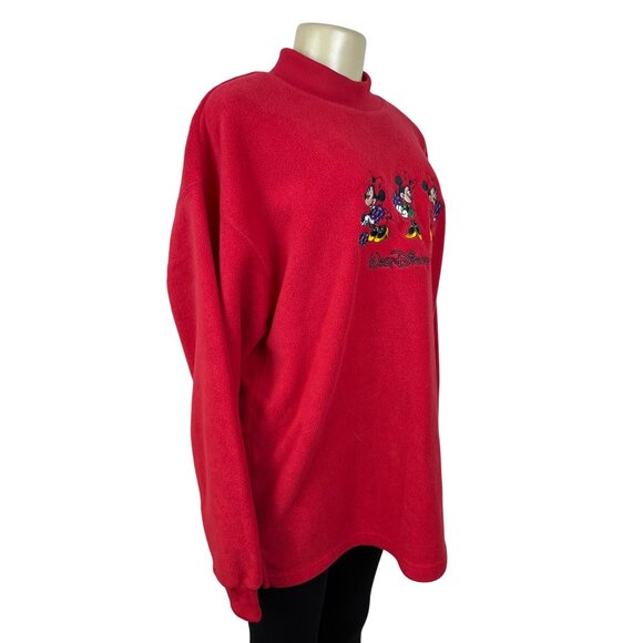 Walt Disney World Red Pullover Sweatshirt With Mickey & Minnie Embroidery Size L - Picture 3 of 7